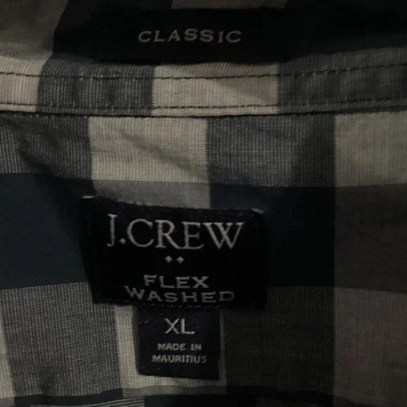 J. Crew Flex Washed Classic Fit Men’s XL Blue Check Button Down Shirt - Picture 4 of 7